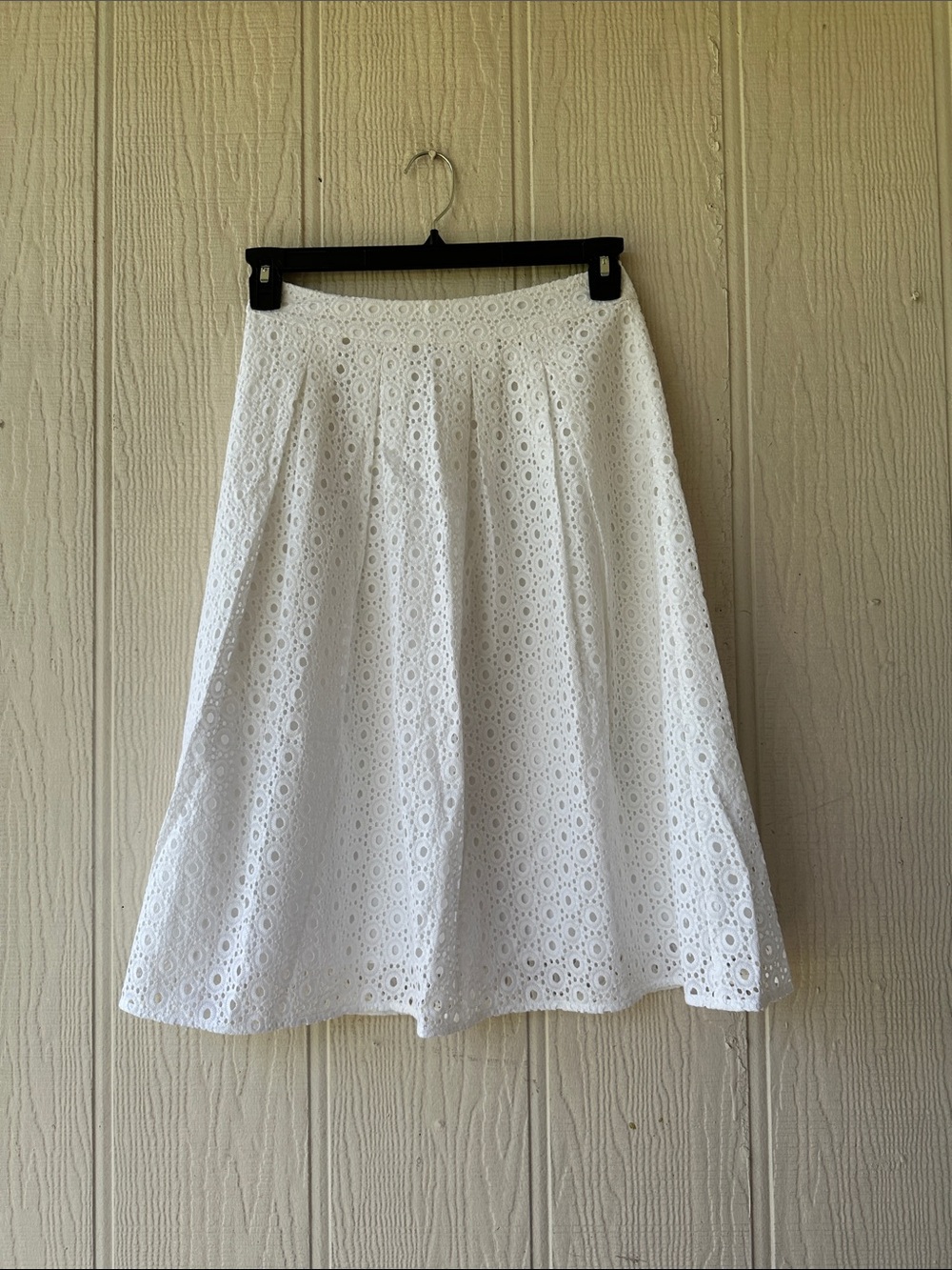 NWOT Halogen White Cotton Eyelet Midi Skirt